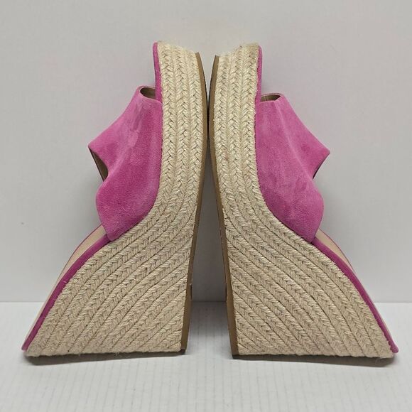 Veronica Beard Dali Platform Wedge Suede Espadrille Sandals Hot Pink Women's 10 - Picture 4 of 9